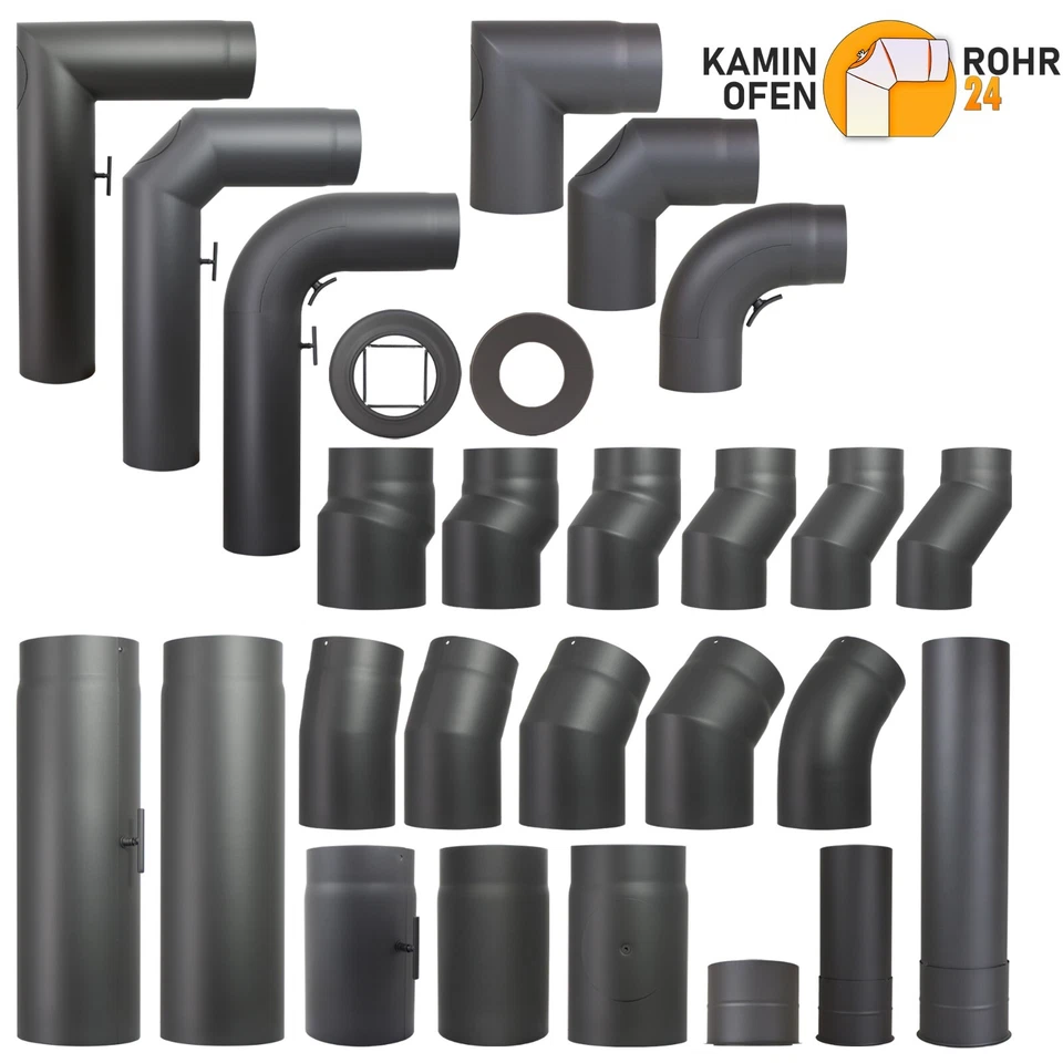 Ofenrohr Ø 150 mm Rauchrohr  Kaminrohr Stahlrohr Bögen Längenelemente Formteile - Bild 1 von 1