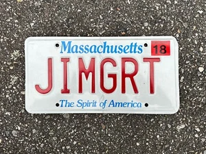 MASSACHUSETTS VANITY LICENSE PLATE JIMGRT “JIM GREAT” EXPIRED 2018 - Picture 1 of 1