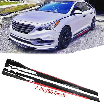 For Hyundai Elantra /Coupe 86.6" Side Skirt Extension Lip Rocker Panel Red line Foto 1 de 4