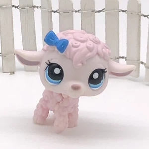 ❤️ Lps Littlest Petshop Pink Sheep Lamb Blue Bow #1195 - Picture 1 of 5
