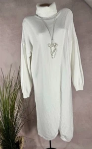 Langes Strick KLEID Stiefelkleid Maxikleid Wickeloptik WEIß 40 42 44 - Bild 1 von 8