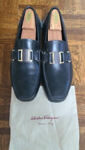 Salvatore Ferragamo Mens Shoes Vara Reversible Bit Leather Driver Moccasins 10 D