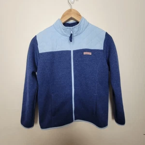 Vineyard Vines youth full zip knit and quilt fleece blue jacket L 14 Youth - Picture 1 of 4