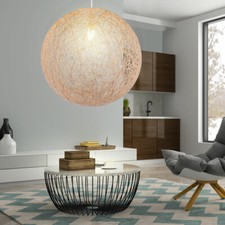 Kugel Design Decken Pendel Lampe Wohn Zimmer Papier Geflecht Hänge Leuchte beige