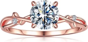 925 Sterling Silver Engagement Ring 1.5Ct Round Cut Cubic Zirconia Rose Gold 6.5 - Picture 1 of 7