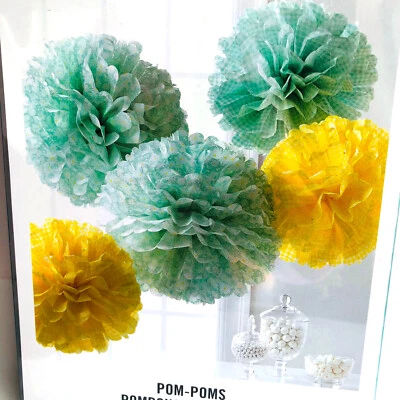 Pompons de papel Martha Stewart 5 conjuntos em 2 tamanhos 20” 17' decoração grande amarelo água - Imagem 1 de 4