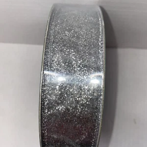 NEW Member's Mark Christmas Silver Sparkles 50 Yards Wired Edge Ribbons 1.5"W - Picture 1 of 4