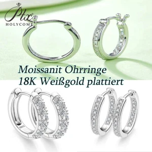 Moissanit Ohrringe S925 Silber Ohrstecker 18K Weißgold plattiert GRA Zertifikat - Bild 1 von 20