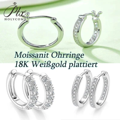 Moissanit Ohrringe S925 Silber Ohrstecker 18K Weißgold plattiert GRA Zertifikat - Bild 1 von 4