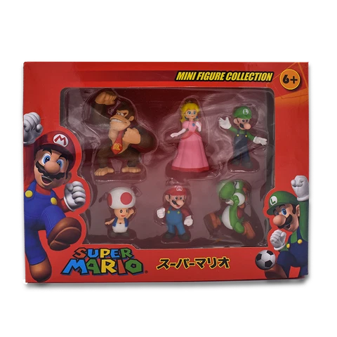 Super Mario Bros Donkey Kong 6 PCS Action Figure Doll Toy Kids Gift Cake Topper Cover
