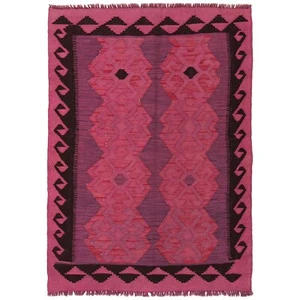 Rosa einzigartige handgefertigte flache Kelim Teppiche, 3 Fuß 5 x 4 Fuß 8 Fuß kostenloser Versand in Amerika B29203 - Bild 1 von 8