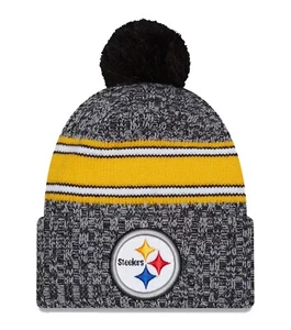 New Era Cap Kid's NFL Pittsburgh Steelers Winter Bobble Hat - Youth 6-12 Yrs - Picture 1 of 4