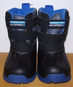 Infant Toddler Boys Skechers Skech-Tex Waterproof Black Winter Snow Boots Sz 6