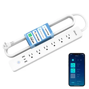 Ghome Smart 插线板,配有3个USB(2A1C 30W)和6个独立控制的插孔,兼容Alexa和Google助理,带有能耗监控功能,具有过载保护。 - Picture 1 of 8
