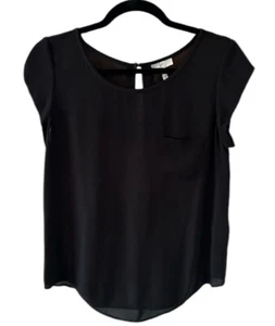 Joie Women's Round Neck Cap Sleeves 100% Silk Blouse Black Open Back SZ XS - Picture 1 of 13