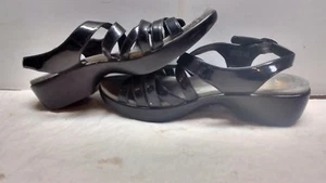 Dansko Women's Black Leather Slingback Sandal Open Toe Slip On Casual Shoe 7M 38 - Picture 1 of 4