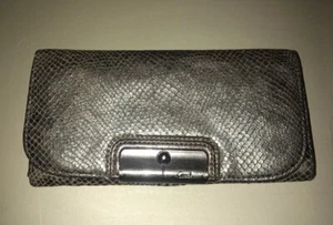 COACH EMBOSSED PYTHON Gunmetal LEATHER KRISTIN ENVELOPE WALLET $248 - Picture 1 of 9
