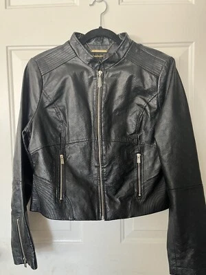 Chaqueta vintage Y2K Rocawear para mujer 100 % cuero rara negra talla L Foto 1 de 4