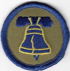 BSA MINT COLOR PATROL MEDAILLON PATCH CLEAR PLASTIC BACK BLUE LIBERTY BELL - Bild 1 von 3