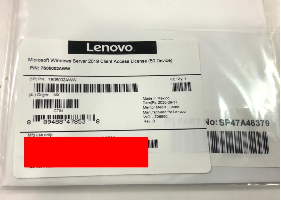 Lenovo Microsoft Windows Server 2019 License - 50 CALs - OEM - 7S05002AWW - Image 1 of 1
