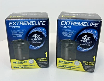 2 Pack Extreme Life Faucet Mount Cartridge Zerowater ZFM-400CR/WH 400 Gal New - Image 1 of 4
