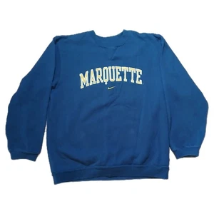 Vtg Team Nike Marquette University Sweatshirt Men's L Embroidered Center Swoosh - Picture 1 of 6