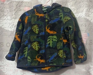 L.L. BEAN 2T Sweater Fleece Toddler Hood Full Zip Multicolor Salamander Print - Picture 1 of 12