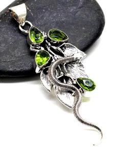 925 Sterling Silver Green Peridot Gemstone jewelry Handmade Unique Jewelry - Picture 1 of 4