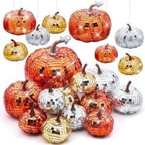 12 Pezzi Zucca Artificiale Discoteca Glitter Specchio Zucca per Decorare Autunno Fa... - Foto 1 di 6