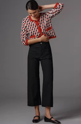 Nuevo con etiquetas Pantalones Maeve Colette Magic Tela Cortos Negros Pierna Ancha Talla 31 Boho Clásicos Foto 1 de 4