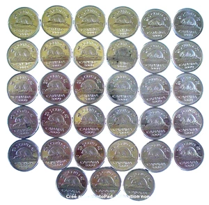 LOTE 33 PIEZAS CANADIENSES 5 CENTAVOS DE 2009 **** 33 PIEZAS DE 5 CENTAVOS CANADÁ DE 2009 - Imagen 1 de 6