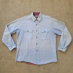 Vintage Sears Fieldmaster Shirt Mens L Blue Chambray Flannel Lined Perma Prest - Picture 1 of 6