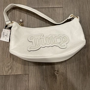 Bolso de hombro Juicy Couture cadena de perlas nuevo con etiquetas - blanco en relieve - Imagen 1 de 16