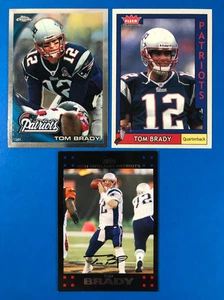 Tom Brady Patriots HOF LOT 2010 Topps Chrome C80, 2003 Fleer 170, 2007 Topps 28 - Picture 1 of 5