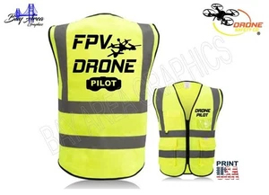 FPV Drone Pilot High Visibility Safety vest YELLOW 360* REFLECTIVE+POCKETS - Picture 1 of 3