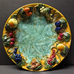 Vintage St Peter Graz Majolica Fruit Plate Wall Hanger 15" Made In Austria EUC - Picture 1 of 14