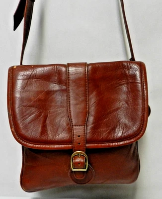 SAS Vintage Leather shoulder bag purse brick brown 2 compartments Back Pocket - Image 1 of 4