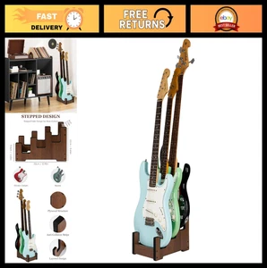 Multi Gitarrenständer - 3 Halter Platzsparender Bodenständer für Zuhause & Studio - Walnu - Bild 1 von 8