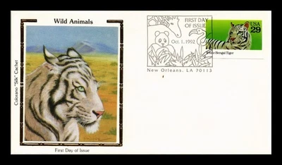 DR JIM STAMPS US COVER WHITE BENGAL TIGER WILD ANIMALS FDC COLORANO SILK CACHET - Image 1 of 2