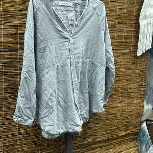 Free People Summer Daydream Stripe Oversize Button-up Shirt in White Coal Combo - Picture 1 of 2