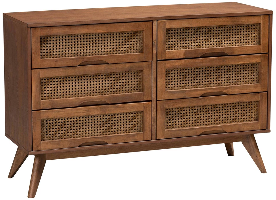 Baxton Studio Barrett 47 1/4"W Walnut Brown 6-Drawer Dresser - Image 1 of 1