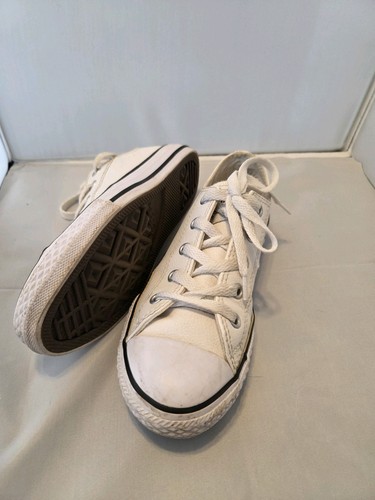 Sneakers sportive Converse All Star bianche in pelle junior taglia 1 scarpe stringate bambini