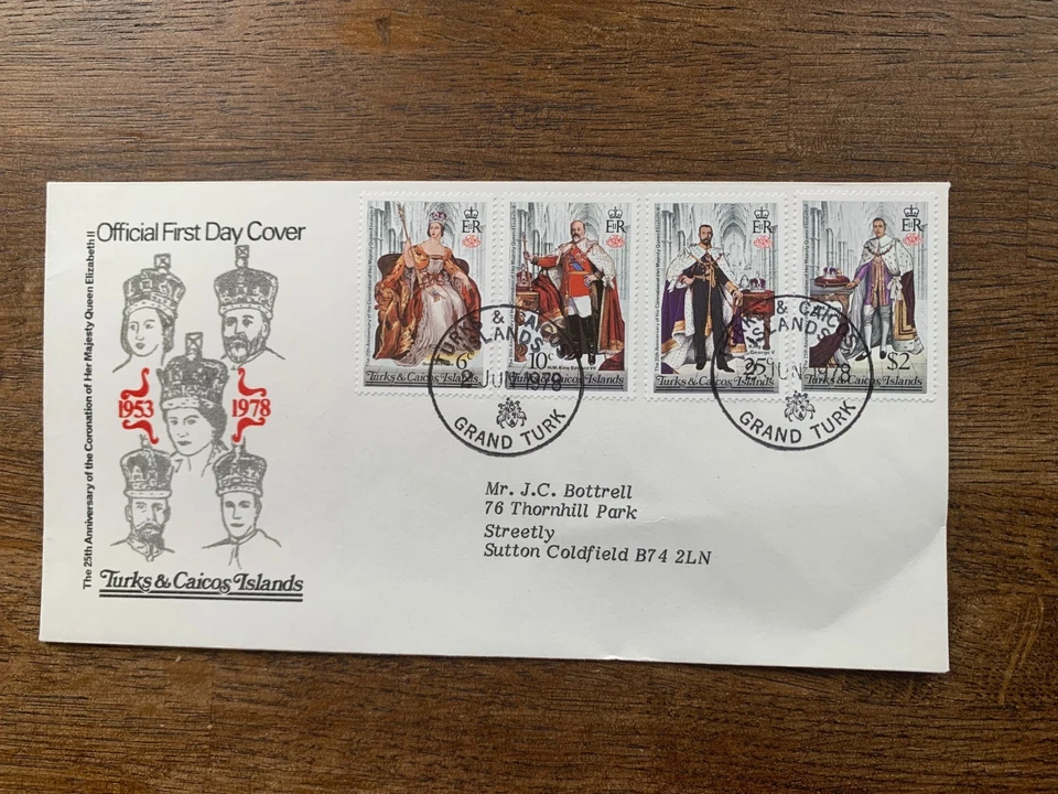 TURKS & CAICOS 1978 FDC QUEEN ELIZABETH 2 CORONATION VICTORIA EDWARD GEORGE - Image 1 of 1