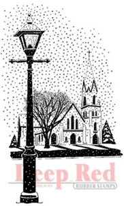 Deep Red Stamps Winter Church Rubber Cling Stamp - Picture 1 of 3