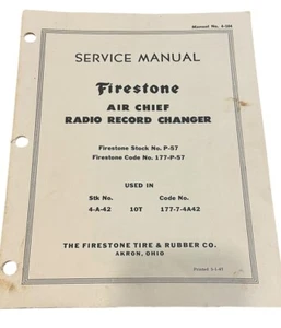 Firestone Air Chief Radio Record Changer Service Manual 4-104 Tire Rubber 1947 - Picture 1 of 5