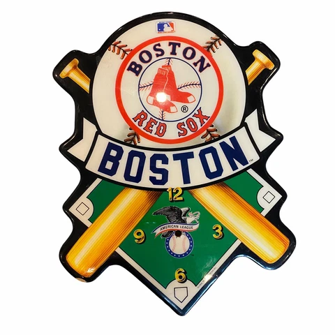 Vtg Boston Red Sox Clock Wood Resin Shellac MCM Mancave Wall Decor *Read Cover