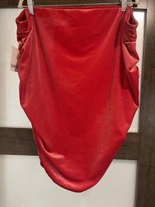 Bar III skirt women SZ 4X Red Pull on soft velvet ruched stretch - Picture 1 of 10