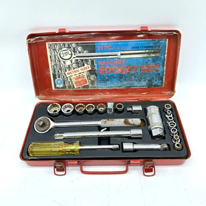 Vintage Ratchet Socket Set 21 Pc 1/4" & 3/8" Drive Combination Metric Sizes - Picture 1 of 8