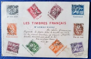 CARTE POSTALE FANTAISIE -  LES TIMBRES FRANÇAIS - Picture 1 of 1