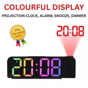Reloj despertador digital de proyección LED Temperatura Reposo Atenuador Proyector de techo - Imagen 1 de 9